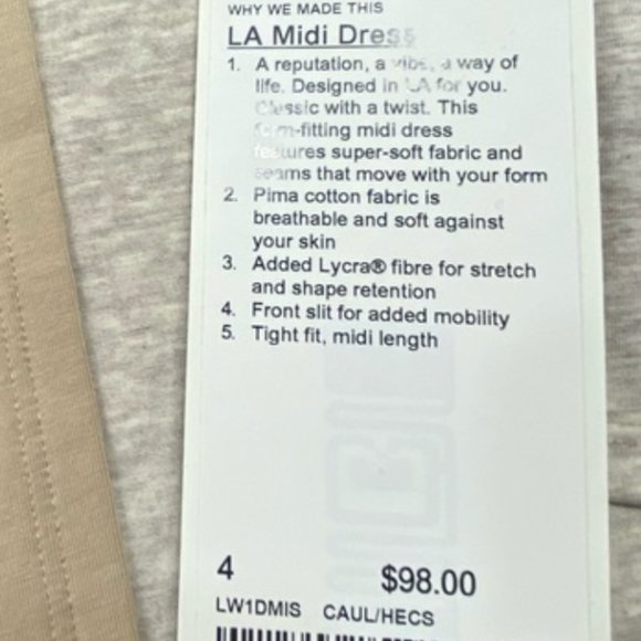 Lululemon LA Midi Dress Cafe Au Lait/Heather Cashew - Picture 4 of 4